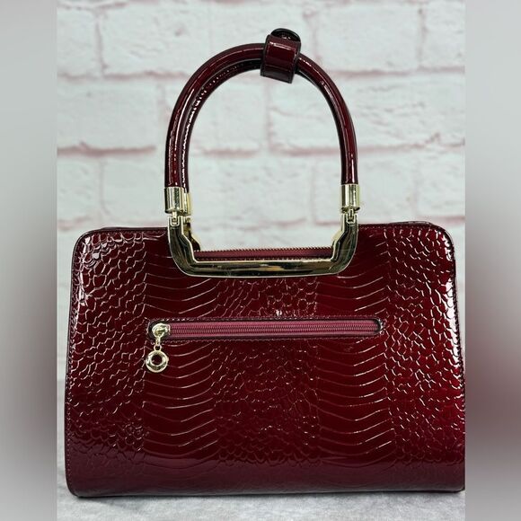 Danbury Mint Wine Embossed Leather Bag with Wallet - Picture 3 of 15
